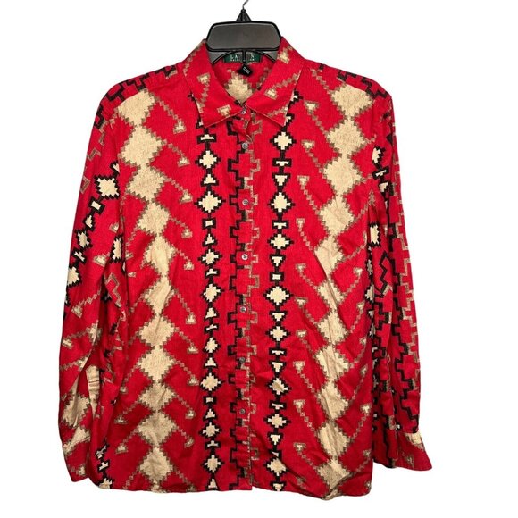 Lauren Ralph Lauren Aztec Shirt women’s size 1X southwestern button down - Picture 1 of 11